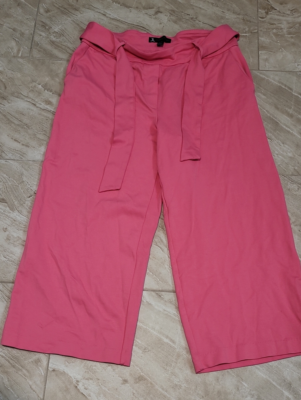 Jules & Leopold Coral Pink Wide-Leg Tie-Waist Pants